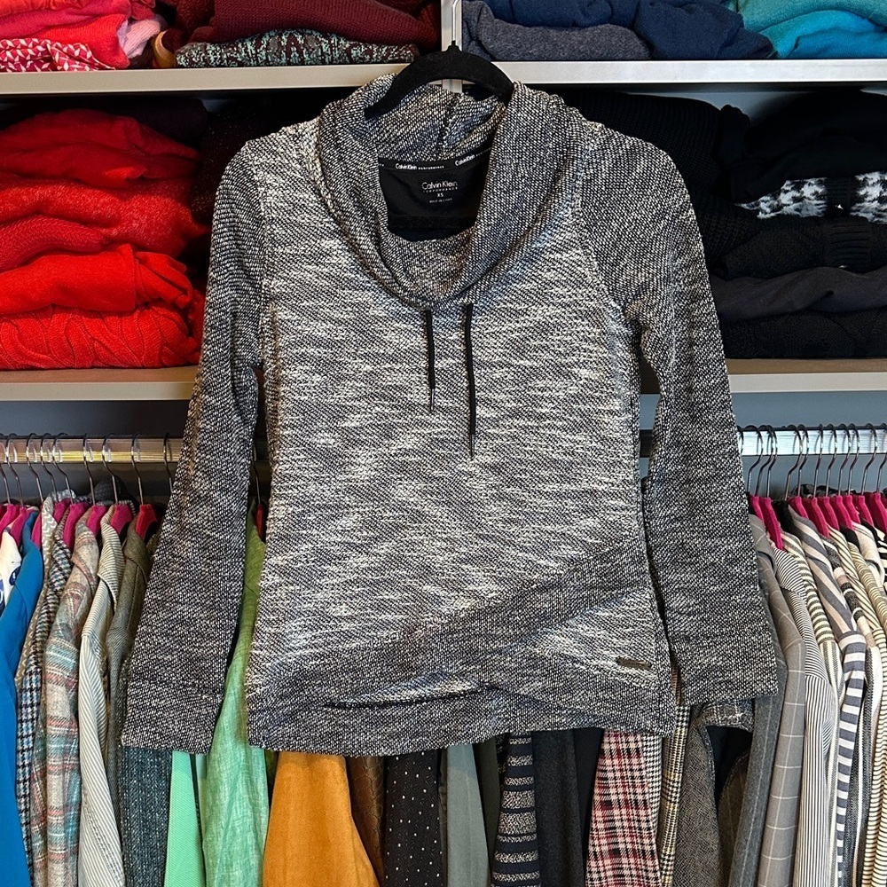 Calvin Klein Performance gray/black long sleeve cowl neck top size XS